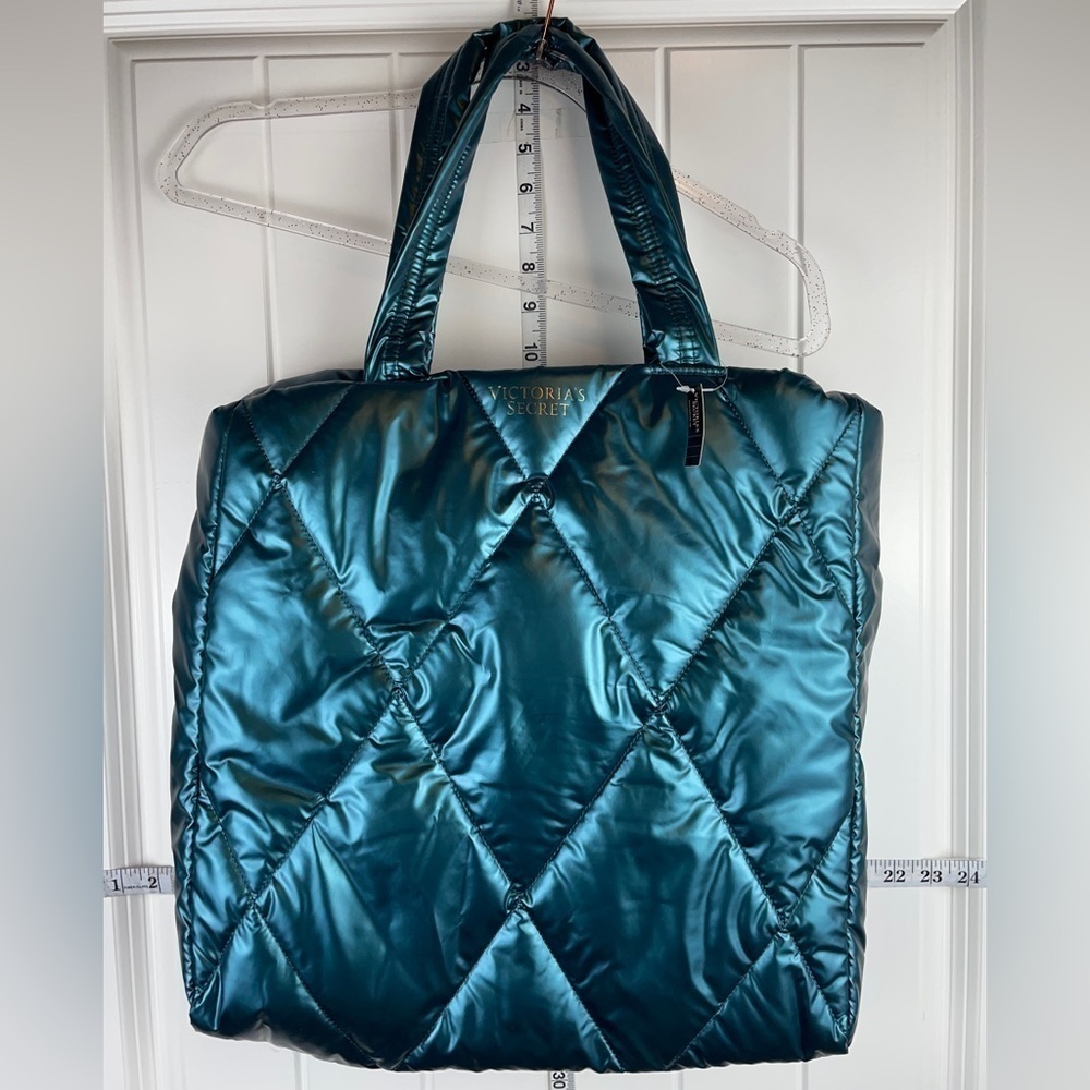 Victoria’s Secret metallic teal Puffy tote